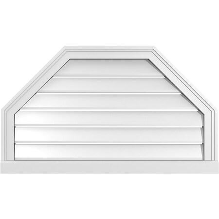 Ekena Millwork Octagonal Top Surface Mount PVC Gable Vent w/ 2"W x 2"P Brickmould Sill Frame, 34"W x 20"H GVPOT34X2003SF